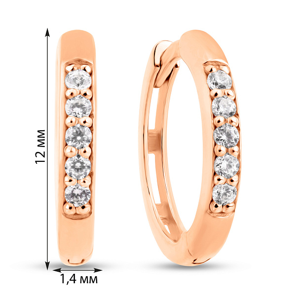 Золоті сережки-кільця з фіанітами (арт. 2108562101) – зображення 4