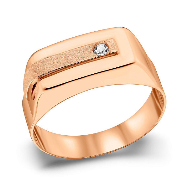 Золота печатка з фіанітом (арт. 180569) – зображення 1