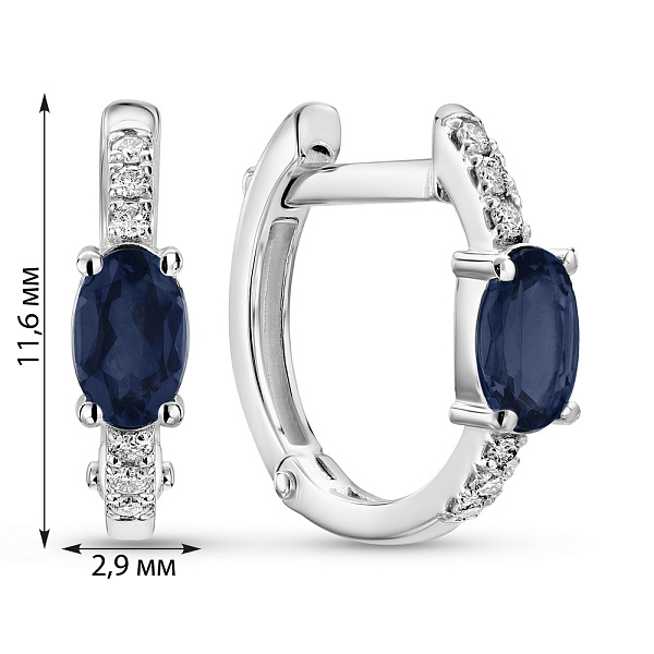 Золотые серьги с сапфиром и бриллиантами (арт. С011764бс) – изображение 2