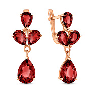 Фото Сережки з червоного золота з гранатом (арт. 110676Пк)