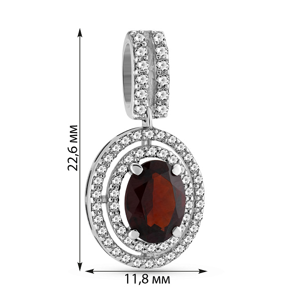 Золотой подвес с гранатом и фианитами (арт. 440346Пбк) – изображение 4