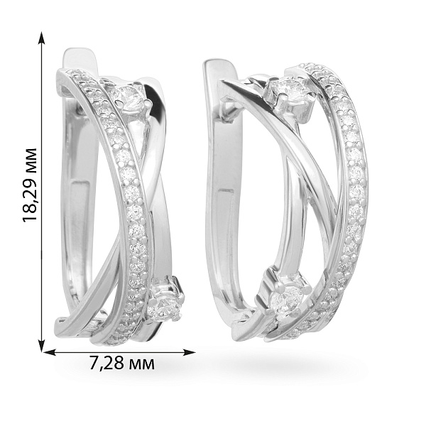 Сережки Синергия из белого золота с фианитами  (арт. 110179б) – изображение 3