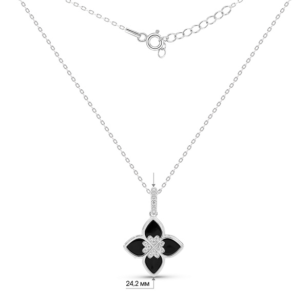 Серебряное колье с ониксом и фианитами (арт. 7507/2320/15о) – изображение 2