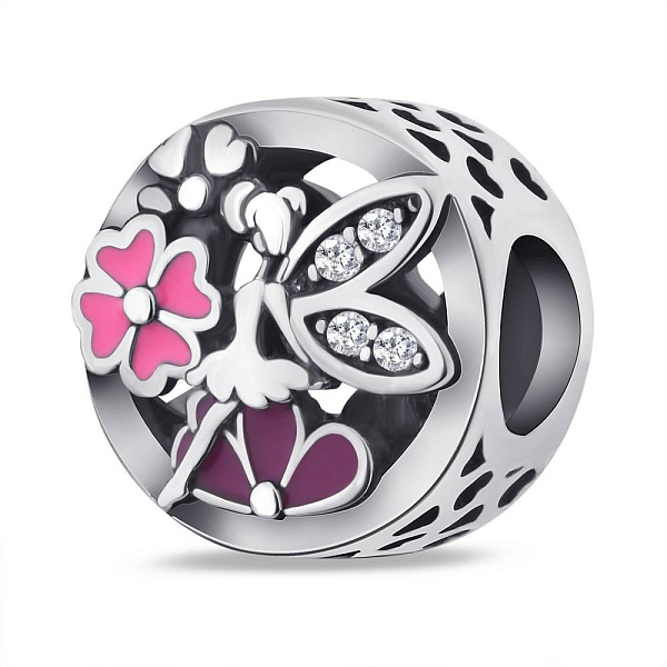 Серебряный шарм с эмалью и фианитами (арт. 7903/3295ерф) – изображение 1