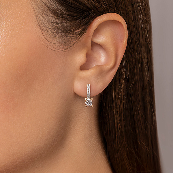 Серьги из красного золота с фианитами (арт. 113600) – изображение 2