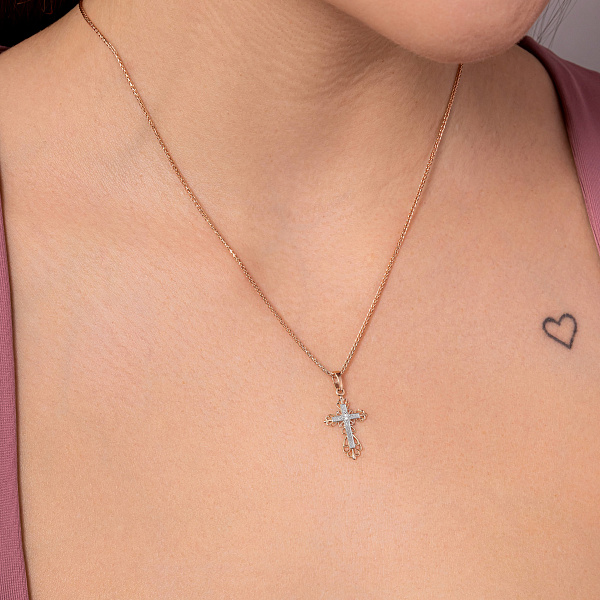Золотая подвеска-крестик с фианитом (арт. 440542) – изображение 2