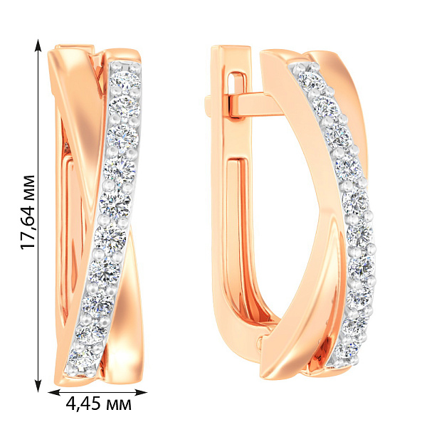 Золотые серьги Синергия с дорожкой фианитов (арт. 111102) – изображение 6