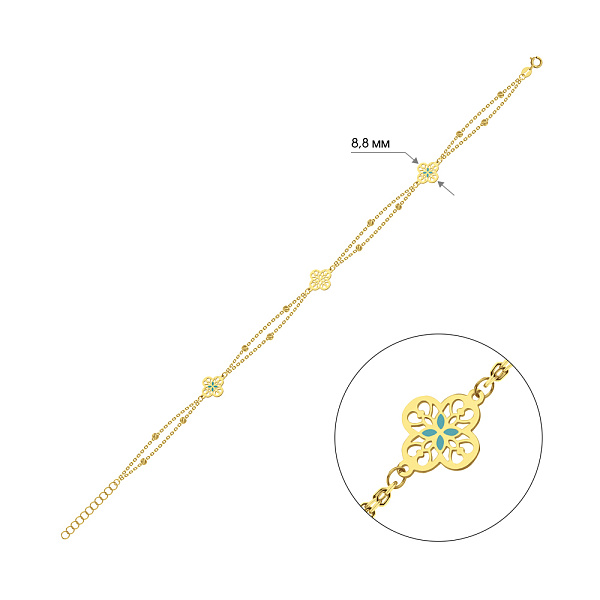 Золотий браслет на ногу Francelli з емаллю (арт. 3261040жегн) – зображення 4