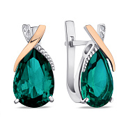Фото Серебряные серьги с изумрудом и фианитами (арт. 7202/226Измсп)