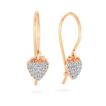 Детские золотые серьги «Полуниця» с фианитами (арт. 110489)