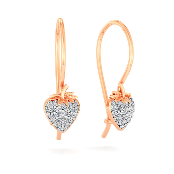 Детские золотые серьги «Полуниця» с фианитами (арт. 110489) – изображение 1