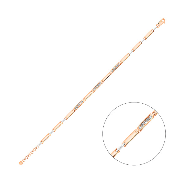 Браслет з червоного і білого золота з фіанітами (арт. 340053кб) – зображення 1