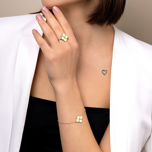 Золота каблучка Francelli з петрамутром (арт. 156246жп) – зображення 3