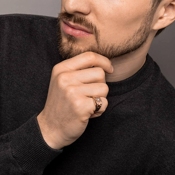 Золотая печатка с фианитом (арт. 180556кб) – изображение 3