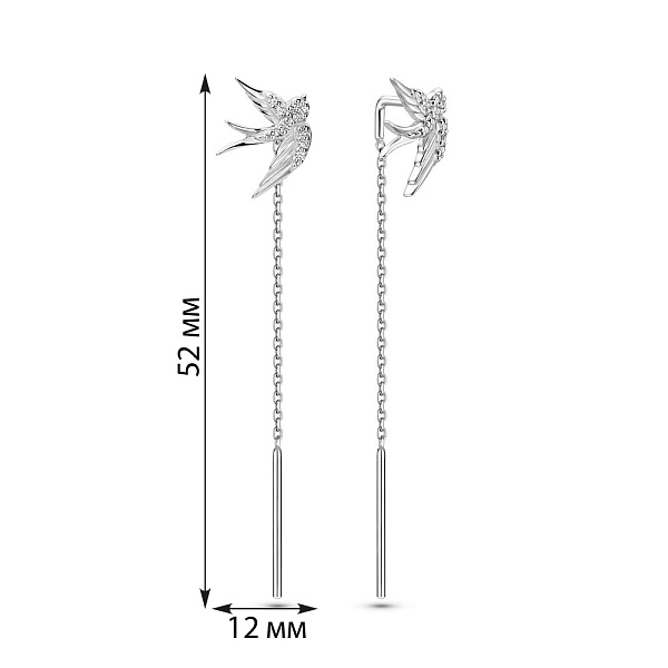 Золотые серьги-протяжки Ласточки с бриллиантами (арт. 2190414202) – изображение 4