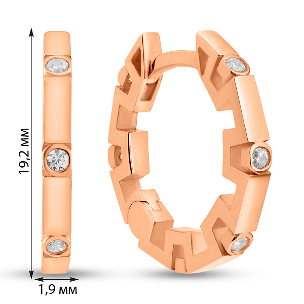 Серьги-кольца из красного золота с фианитами (арт. 1091393/20) – изображение 5