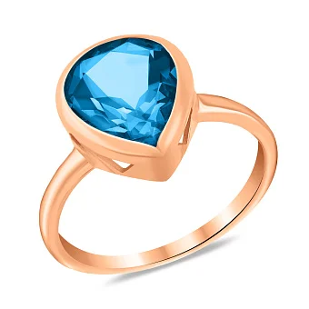 Золотое кольцо с голубым кварцем (арт. 153413)