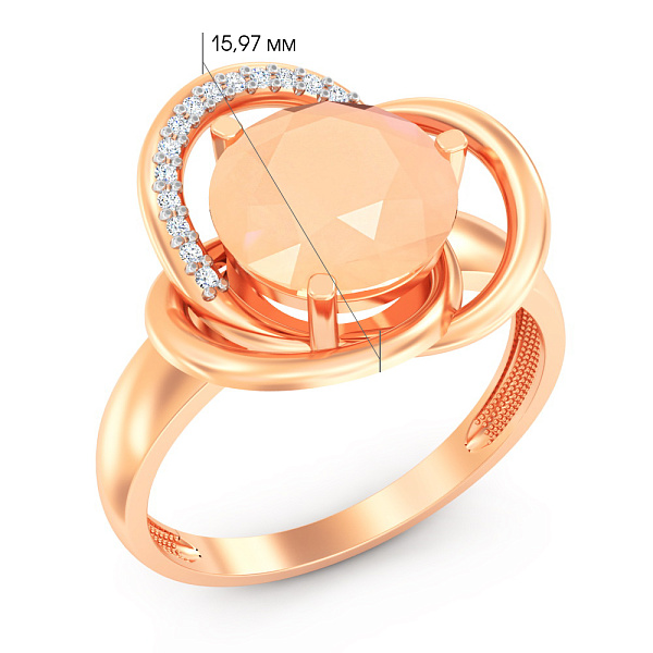 Каблучка з червоного золота з оніксом та фіанітами  (арт. 140697ор) – зображення 2