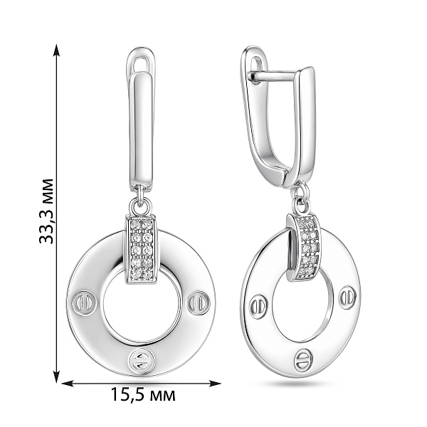 Серебряные серьги-подвески с фианитами (арт. 7502/10393) – изображение 2