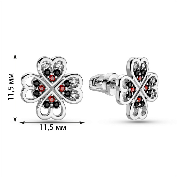 Серебряные пусеты с фианитами (арт. 7518/304вчаксю) – изображение 2