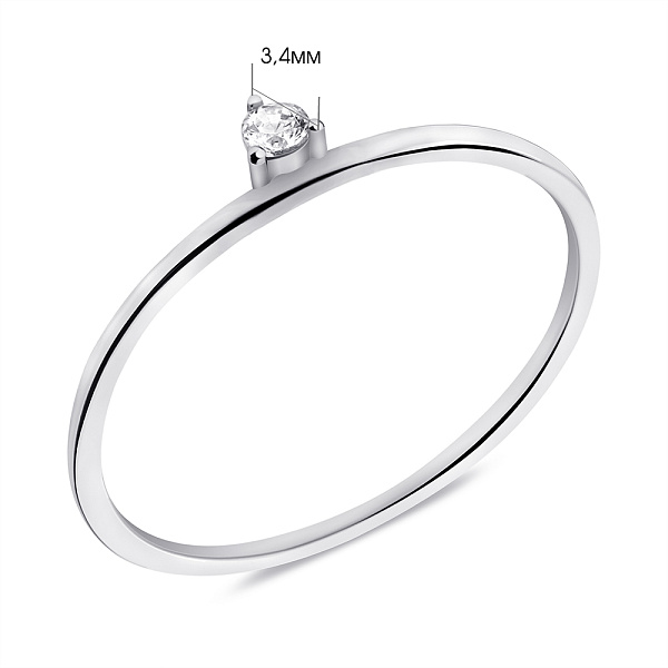 Тонкое серебряное кольцо с фианитом (арт. 7501/6824) – изображение 2