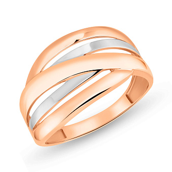 Широка каблучка з червоного і білого золота (арт. 155467кб)