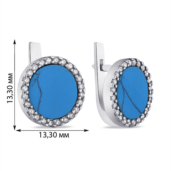 Серебряные серьги с бирюзой и фианитами (арт. 7502/А223Бсю) – изображение 2