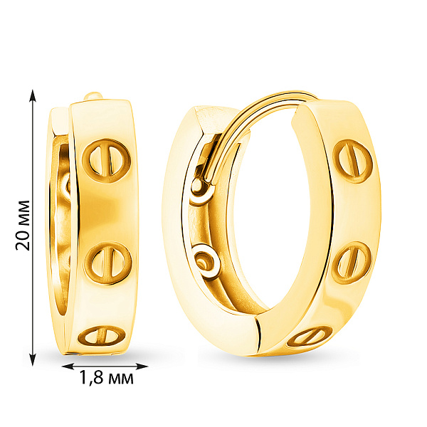 Серьги-кольца из желтого золота без камней (арт. 106245/20ж) – изображение 2