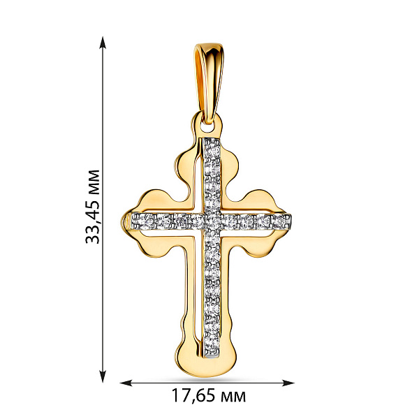 Золота підвіска-хрестик з фіанітами (арт. 501319ж) – зображення 2
