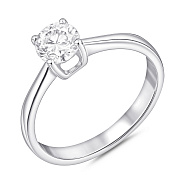 Фото Серебряное кольцо с одним фианитом (арт. 7501/8287)