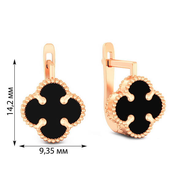 Золотые серьги с ониксом (арт. 110715/8о) – изображение 2