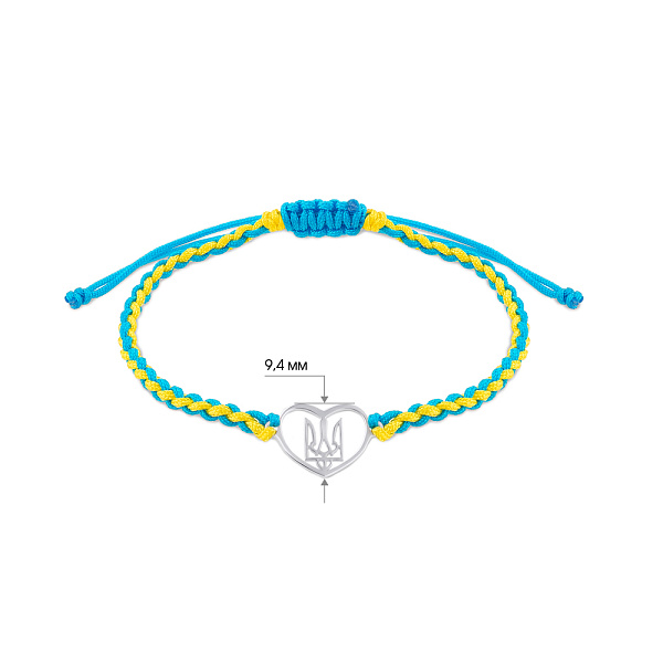 Браслет Трезубец на шелковой нити с серебряной вставкой для детей (арт. Х340061гжд) – изображение 2