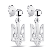 Фото Серебряные серьги-пусеты Герб Украины-Трезубец (арт. 7518/С2/276)