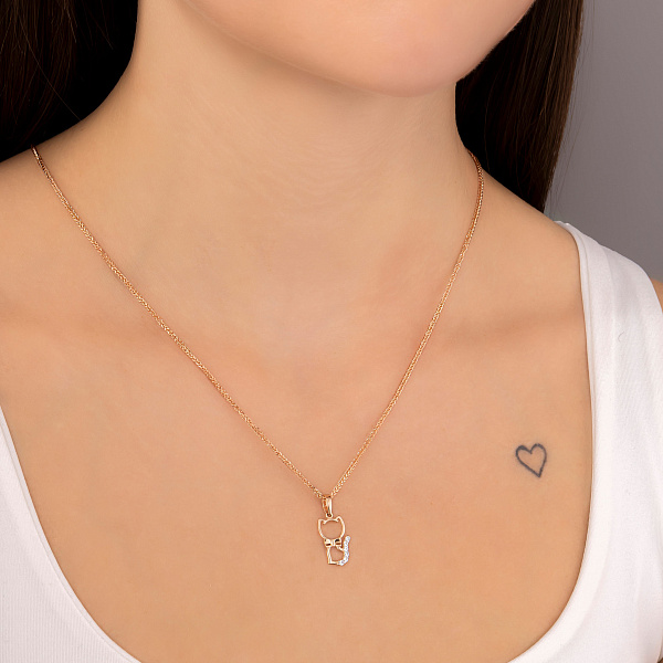 Золотая подвеска Котенок с фианитами (арт. 440357) – изображение 2