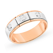 Фото Золота каблучка "Антистрес" в комбінованому кольорі металу (арт. 154366кб)