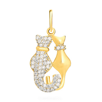Золотая подвеска Влюбленные котики с фианитами (арт. 420983ж)