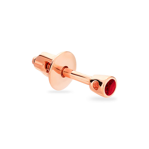 Золота одиночна сережка з червоним фіанітом (арт. 110314кЯ) – зображення 1