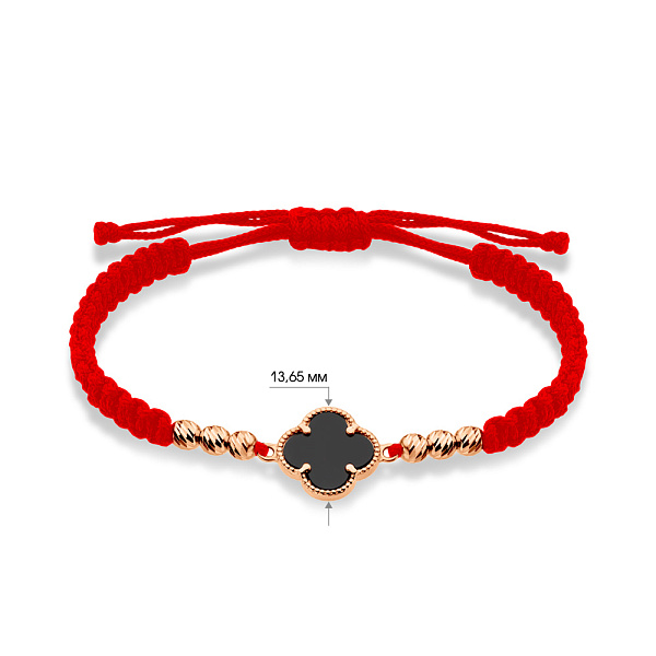 Браслет на нитці з оніксом і золотими вставками (арт. 340102коа) – зображення 2