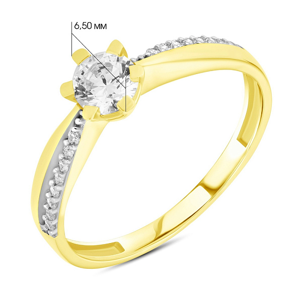 Каблучка з жовтого золота з фіанітами (арт. 154047ж) – зображення 2