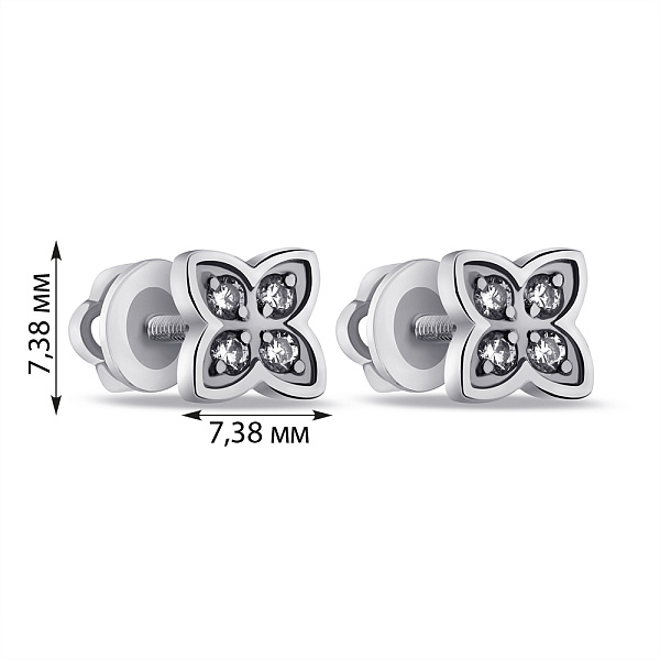 Серебряные серьги-пусеты с фианитами (арт. 7518/0761сю) – изображение 2