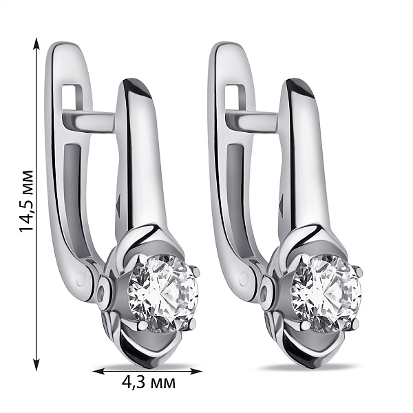 Серьги из серебра с белыми фианитами (арт. 7502/21036р) – изображение 2