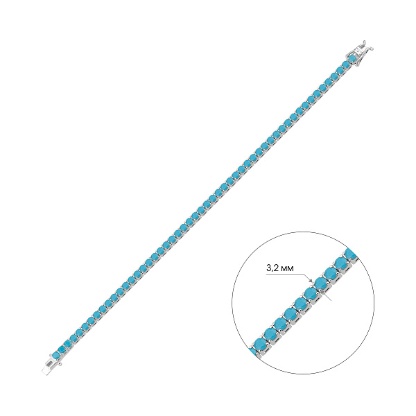 Серебряный теннисный браслет с бирюзой (арт. 7509/4834Б) – изображение 2