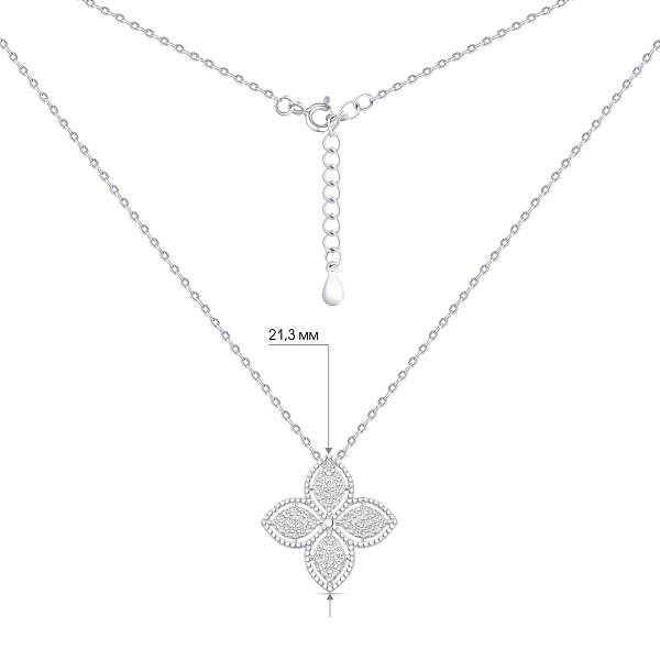 Серебряное колье Цветок с фианитами (арт. 7507/2379/20) – изображение 3