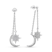 Серебряные серьги-трансформеры с фианитами (арт. 7518/С2Ф/1473)