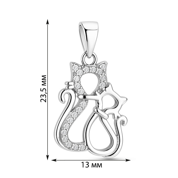 Серебряный кулон котики с фианитами (арт. 7503/4715) – изображение 2