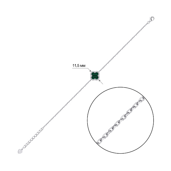 Браслет из серебра с малахитом (арт. 7509/4080/10млх) – изображение 2