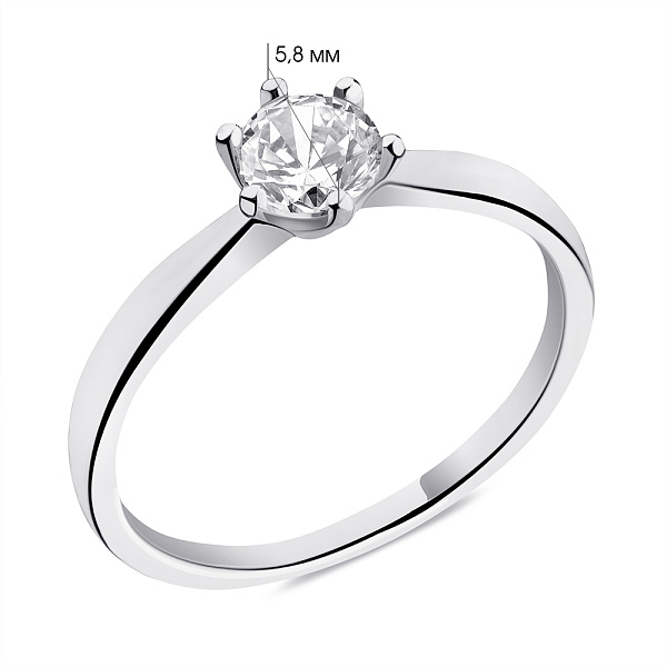 Серебряное кольцо с фианитом (арт. 7501/3694) – изображение 2