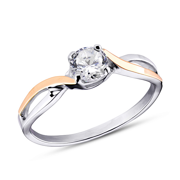 Серебряное кольцо с фианитом (арт. 7201/104кп) – изображение 1