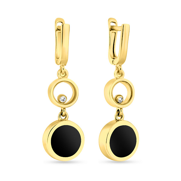 Серьги из желтого золота с эмалью и фианитами (арт. 106341жеч) – изображение 1