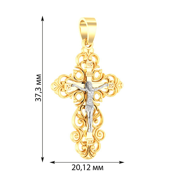 Нательный крестик с распятием из желтого золота (арт. 501026ж) – изображение 2